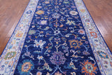 Blue Turkish Oushak Hand Knotted Wool Rug - 7' 0" X 14' 0" - Golden Nile