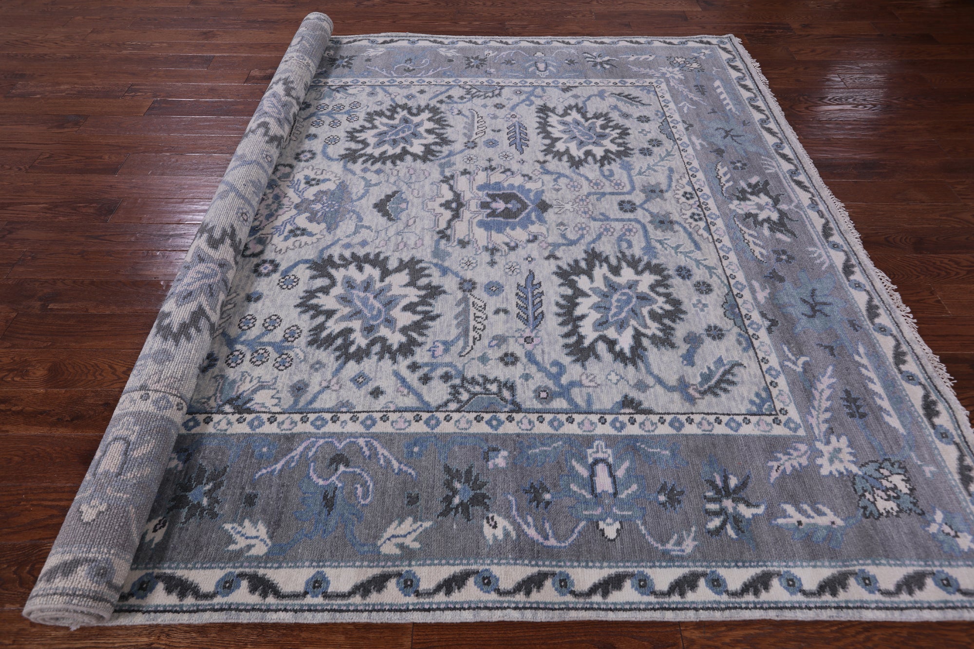 Grey Turkish Oushak Handmade Wool Rug - 8' 3" X 10' 0" - Golden Nile