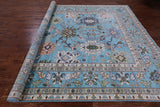 Blue Turkish Oushak Hand Knotted Wool Rug - 9' 3" X 12' 1" - Golden Nile