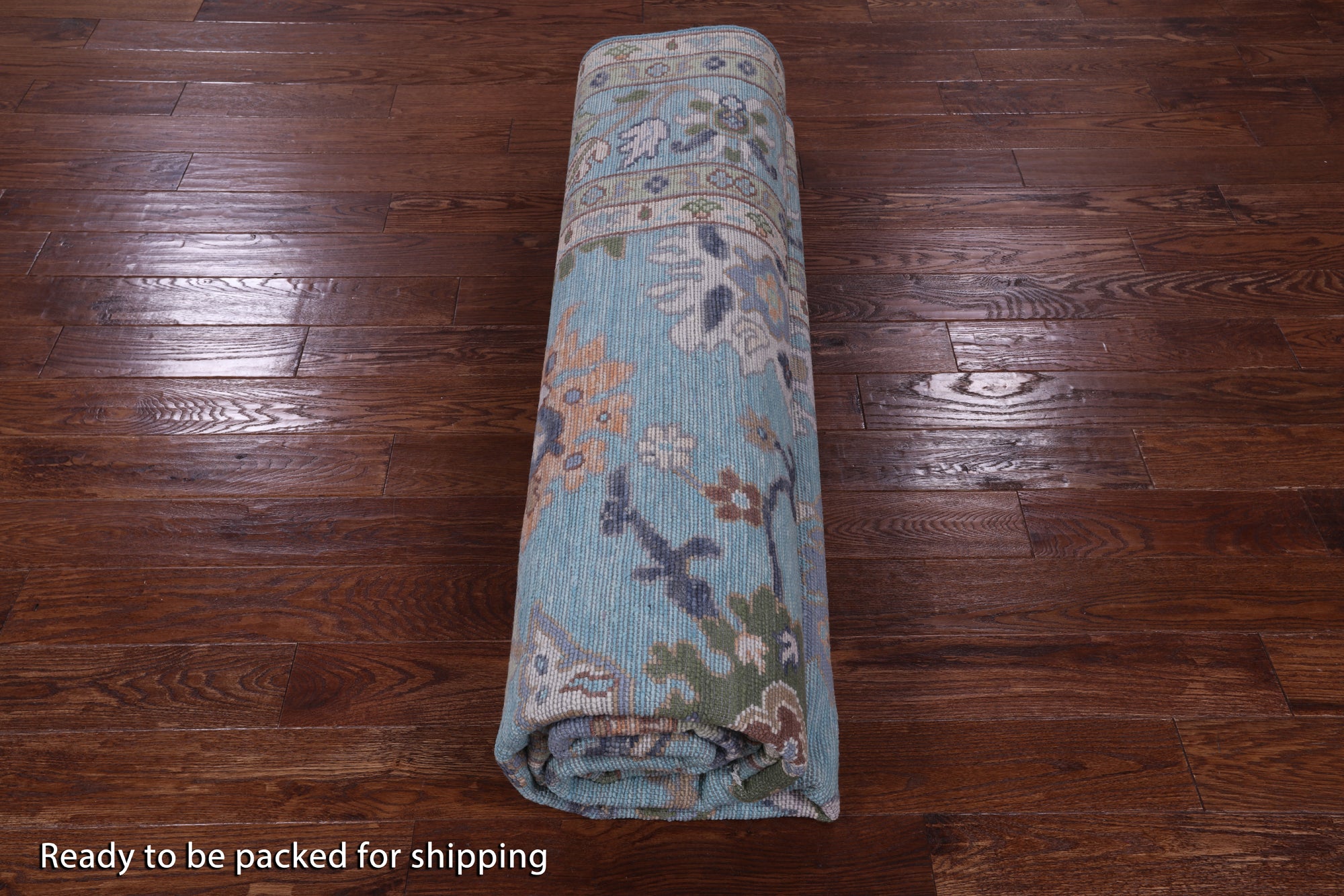 Blue Turkish Oushak Hand Knotted Wool Rug - 9' 3" X 12' 1" - Golden Nile
