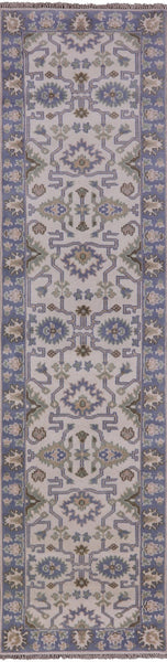 Ivory Turkish Oushak Hand Knotted Wool Runner Rug - 2' 7" X 10' 3" - Golden Nile