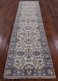 Ivory Turkish Oushak Hand Knotted Wool Runner Rug - 2' 7" X 10' 3" - Golden Nile