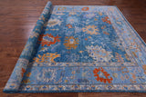 Blue Turkish Oushak Hand Knotted Wool Rug - 9' 2" X 12' 3" - Golden Nile