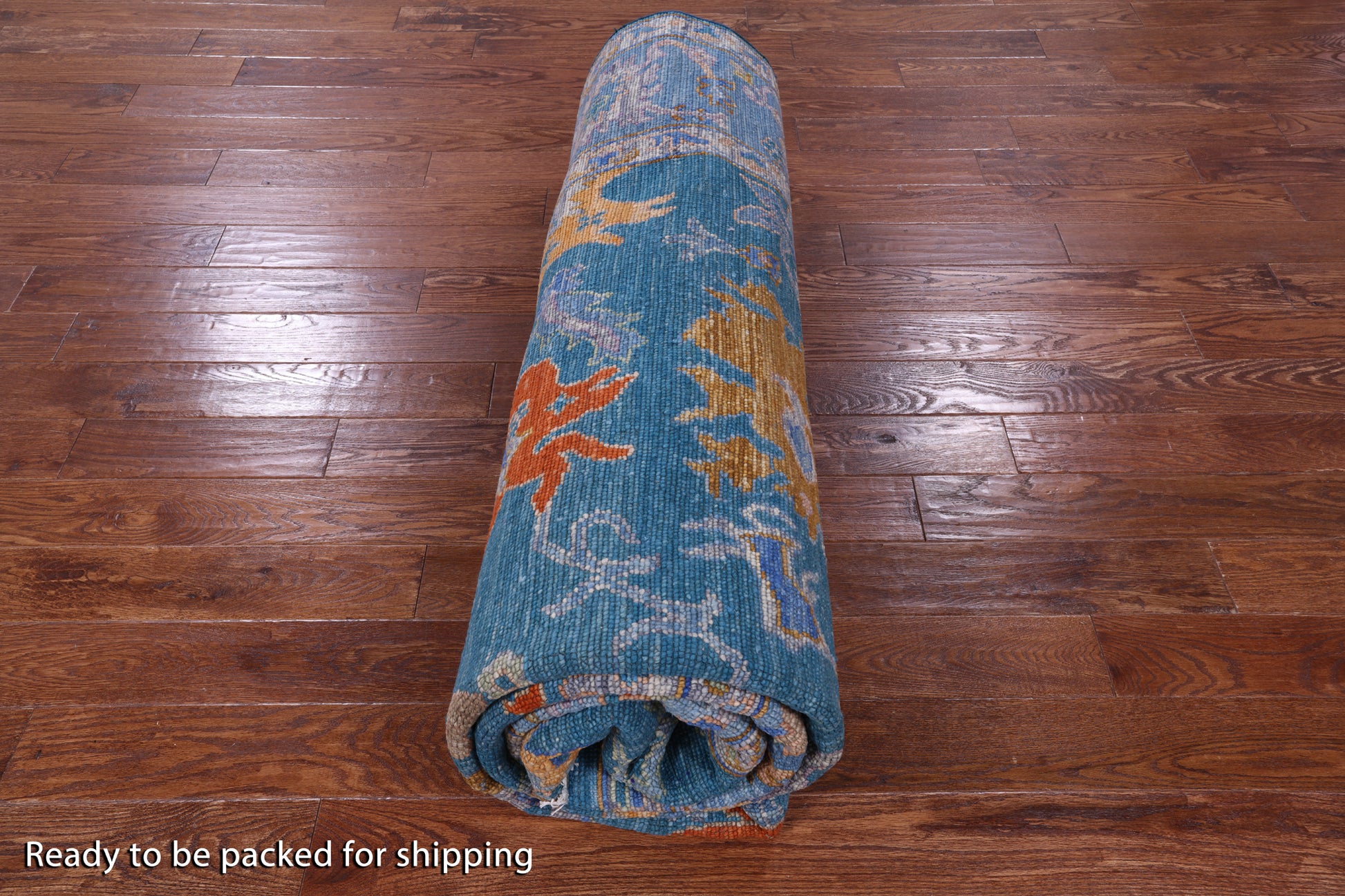 Blue Turkish Oushak Hand Knotted Wool Rug - 9' 2" X 12' 3" - Golden Nile