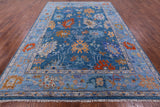 Blue Turkish Oushak Hand Knotted Wool Rug - 9' 2" X 12' 3" - Golden Nile