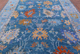 Blue Turkish Oushak Hand Knotted Wool Rug - 9' 2" X 12' 3" - Golden Nile