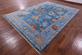 Blue Turkish Oushak Hand Knotted Wool Rug - 9' 2" X 12' 3" - Golden Nile