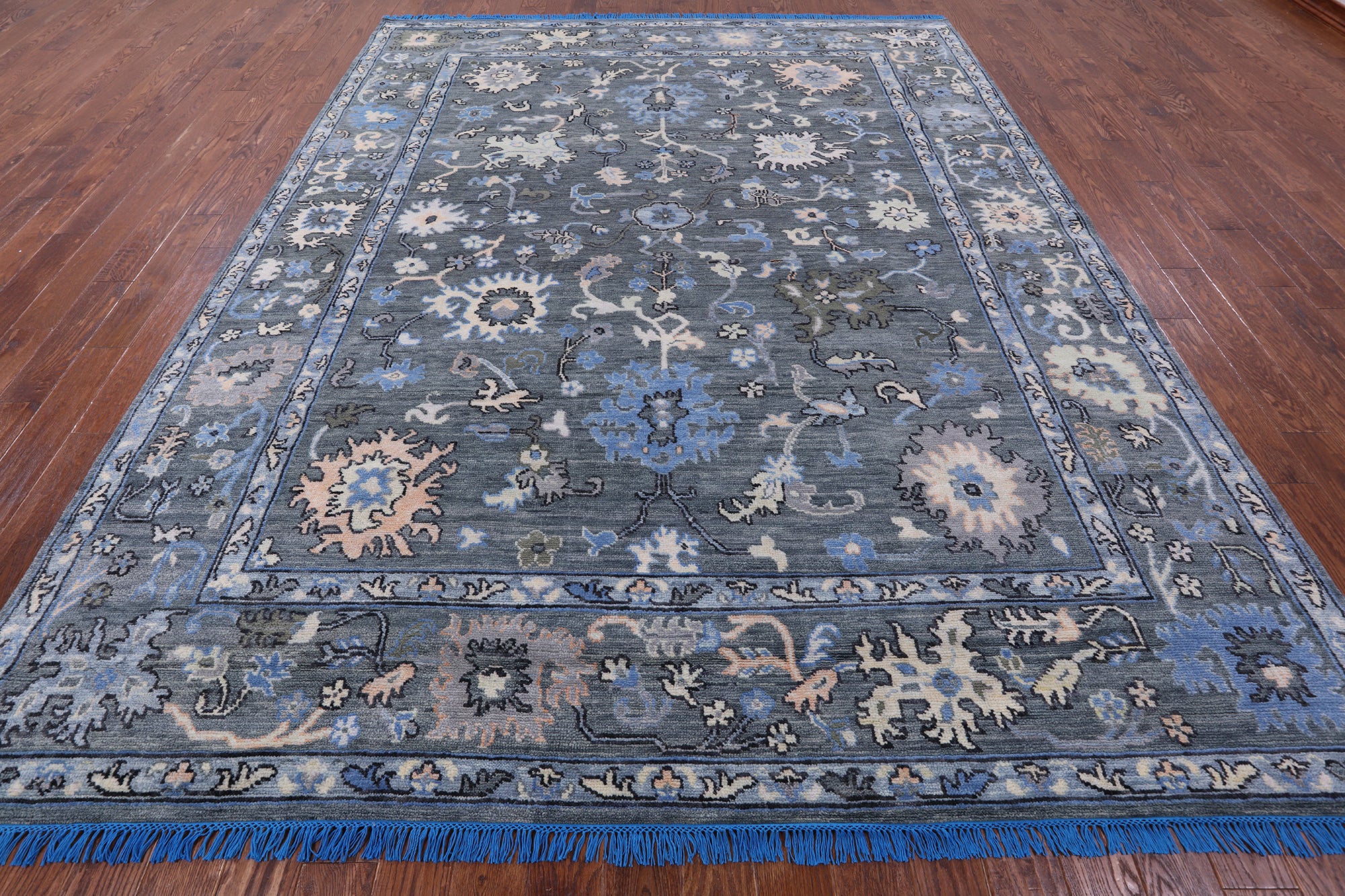 Grey Turkish Oushak Handmade Wool Rug - 9' 3" X 11' 10" - Golden Nile
