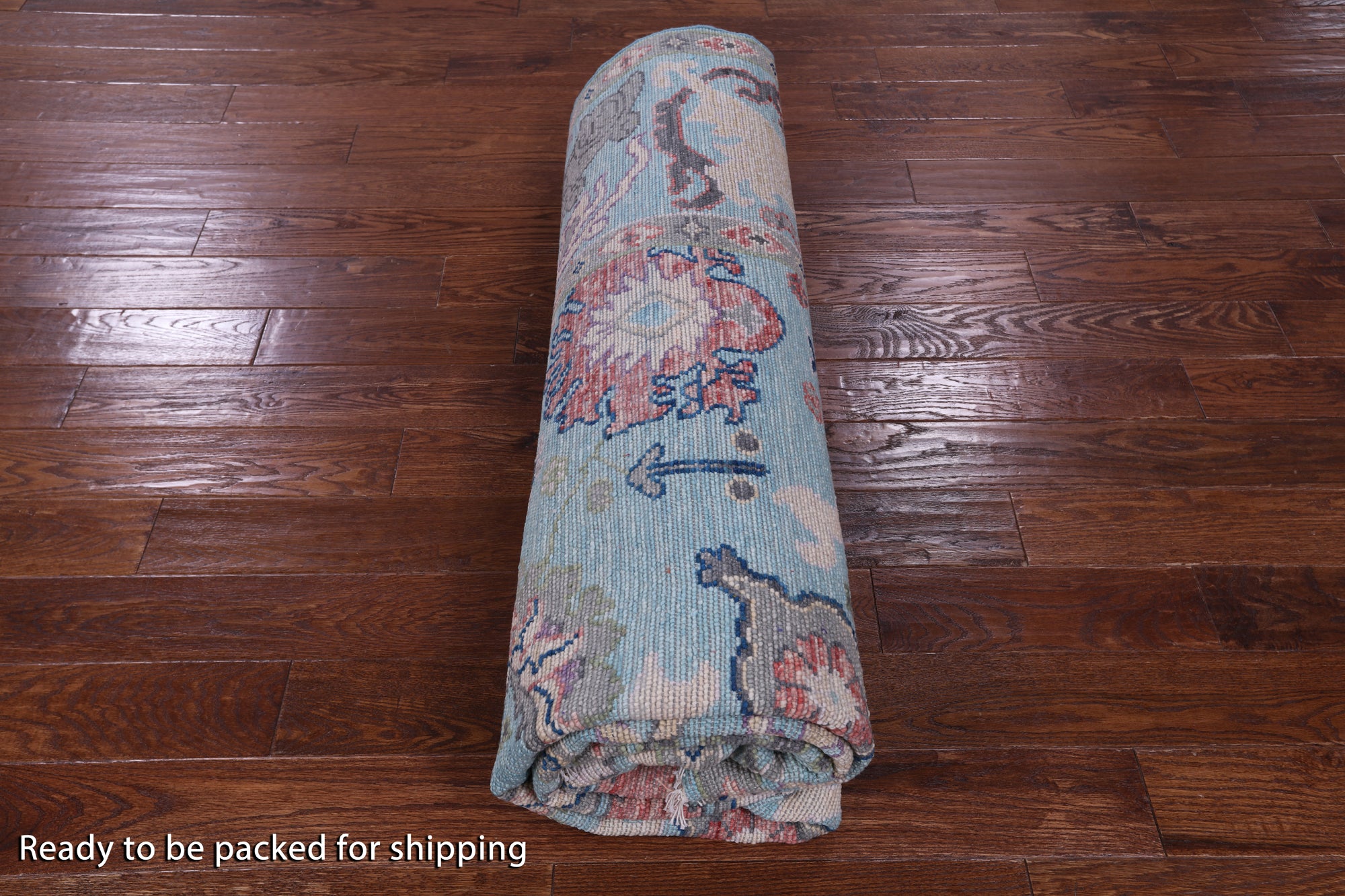 Blue Turkish Oushak Hand Knotted Wool Rug - 8' 1" X 9' 11" - Golden Nile