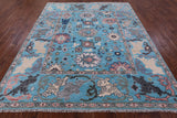 Blue Turkish Oushak Hand Knotted Wool Rug - 8' 1" X 9' 11" - Golden Nile