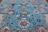 Blue Turkish Oushak Hand Knotted Wool Rug - 8' 1" X 9' 11" - Golden Nile