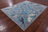 Blue Turkish Oushak Hand Knotted Wool Rug - 8' 1" X 9' 11" - Golden Nile