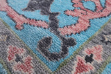 Blue Turkish Oushak Hand Knotted Wool Rug - 8' 1" X 9' 11" - Golden Nile
