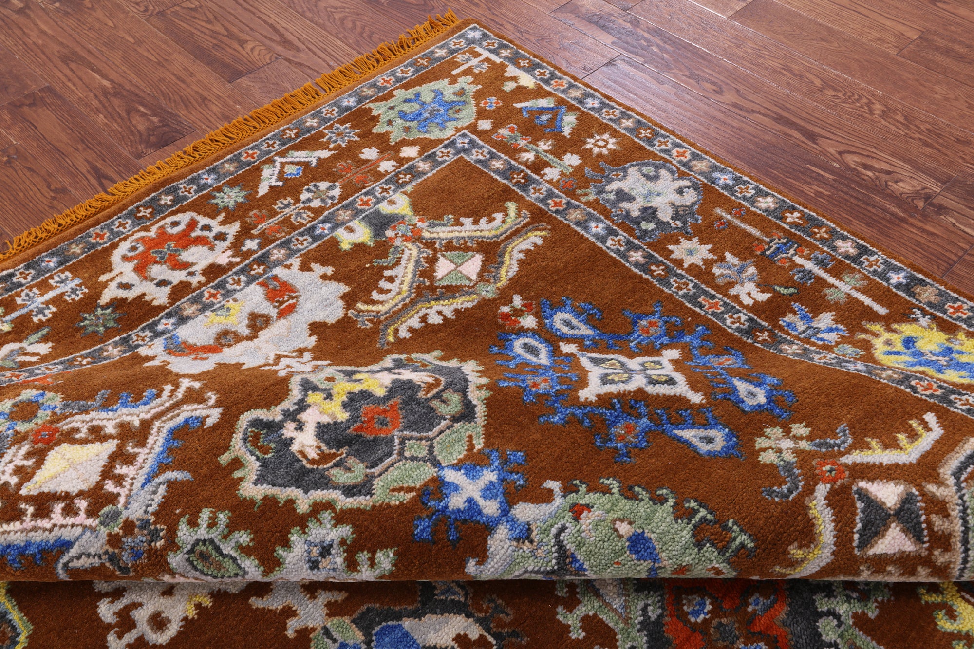 Square Turkish Oushak Hand Knotted Wool Rug - 7' 11" X 8' 0" - Golden Nile