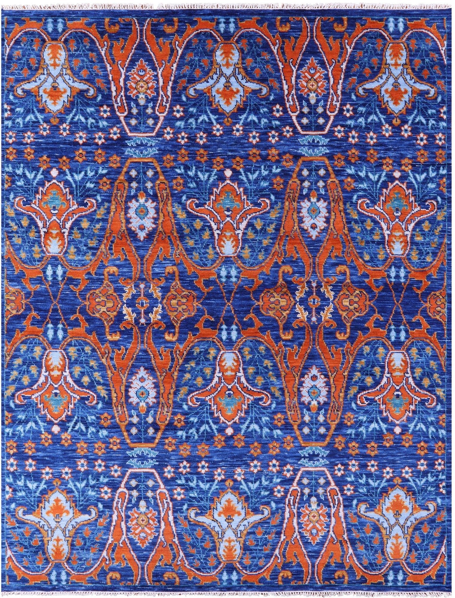 Blue Turkish Oushak Hand Knotted Wool Rug - 8' 2" X 10' 3" - Golden Nile