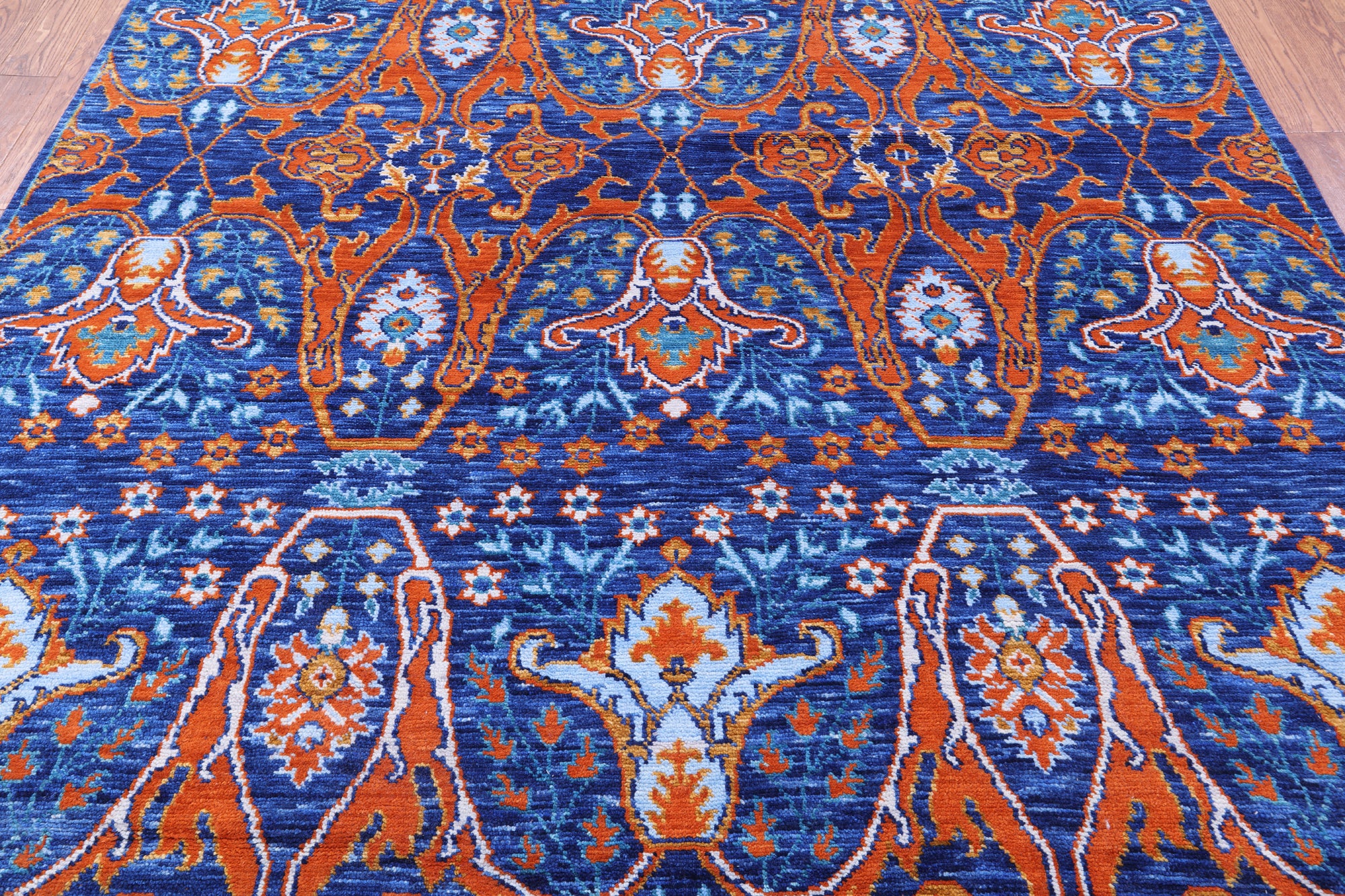 Blue Turkish Oushak Hand Knotted Wool Rug - 8' 2" X 10' 3" - Golden Nile