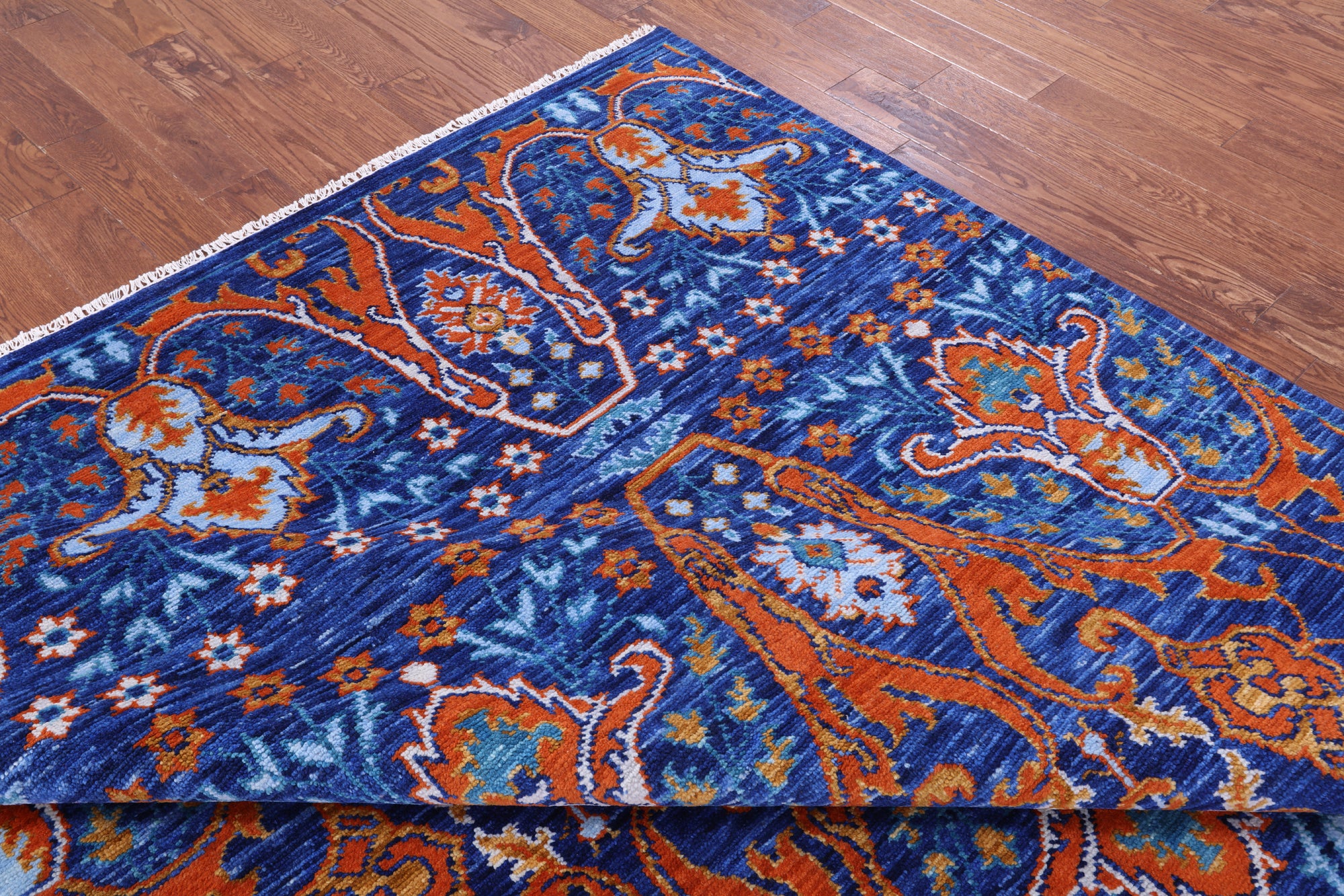 Blue Turkish Oushak Hand Knotted Wool Rug - 8' 2" X 10' 3" - Golden Nile