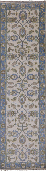 Ivory Turkish Oushak Hand Knotted Wool Runner Rug - 2' 7" X 9' 10" - Golden Nile