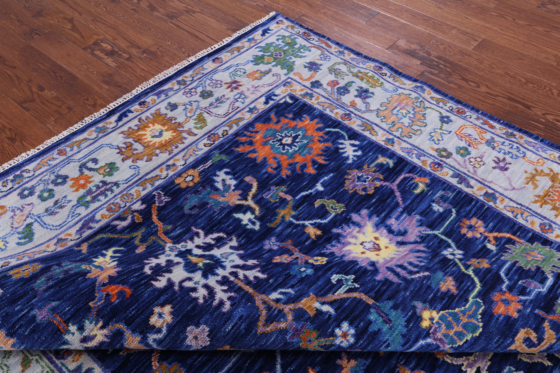 Blue Turkish Oushak Hand Knotted Wool Rug - 8' 0" X 10' 2" - Golden Nile