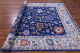 Blue Turkish Oushak Hand Knotted Wool Rug - 8' 0" X 10' 2" - Golden Nile