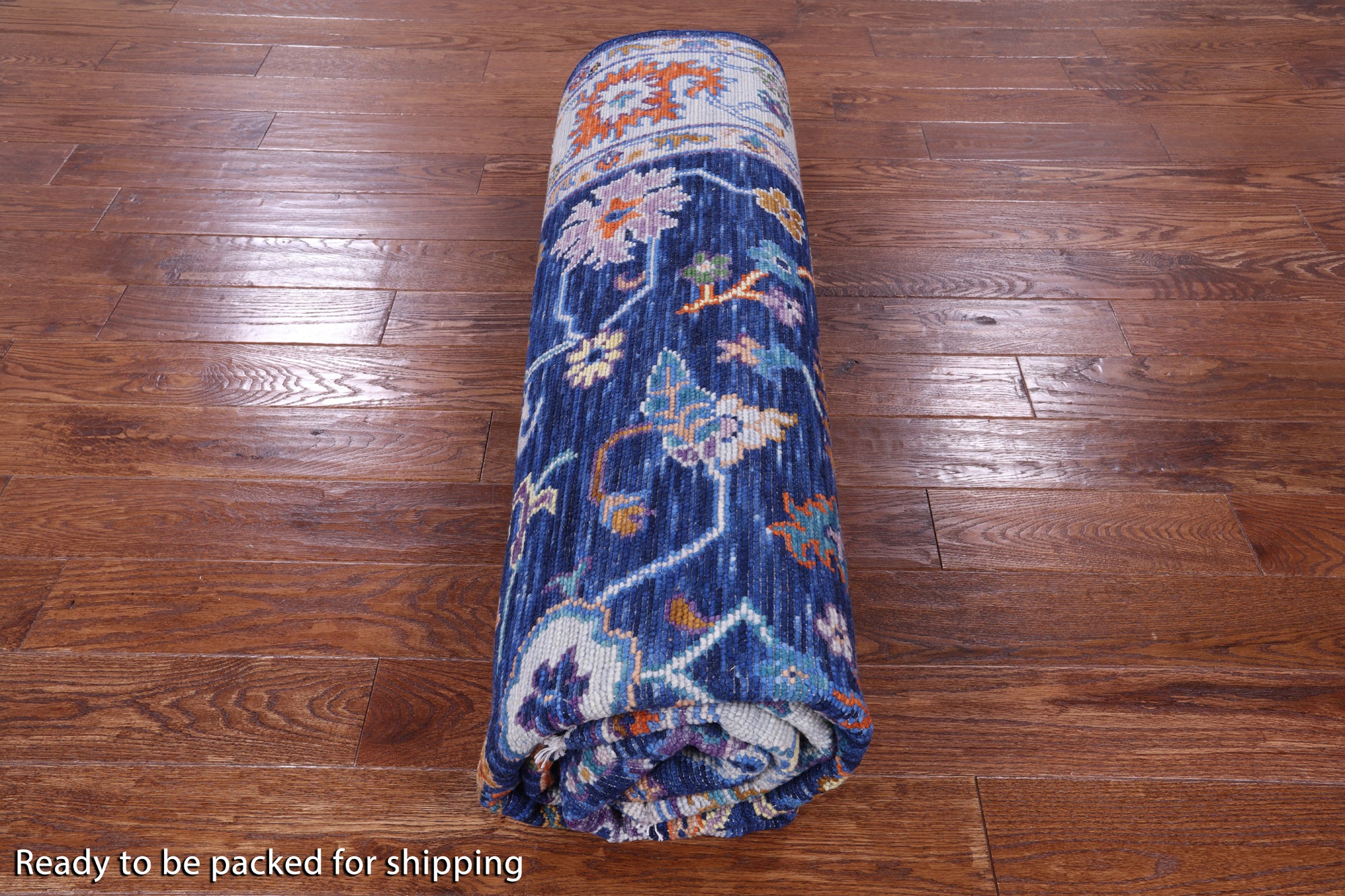 Blue Turkish Oushak Hand Knotted Wool Rug - 8' 0" X 10' 2" - Golden Nile