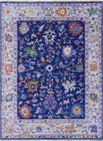 Blue Turkish Oushak Hand Knotted Wool Rug - 8' 0" X 10' 2" - Golden Nile