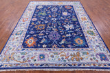 Blue Turkish Oushak Hand Knotted Wool Rug - 8' 0" X 10' 2" - Golden Nile