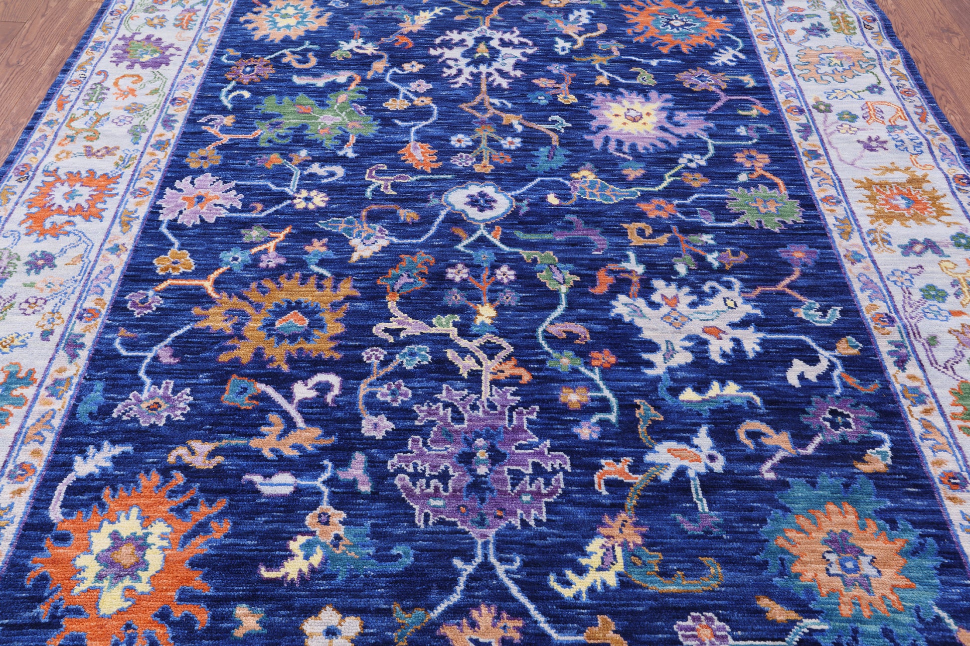 Blue Turkish Oushak Hand Knotted Wool Rug - 8' 0" X 10' 2" - Golden Nile