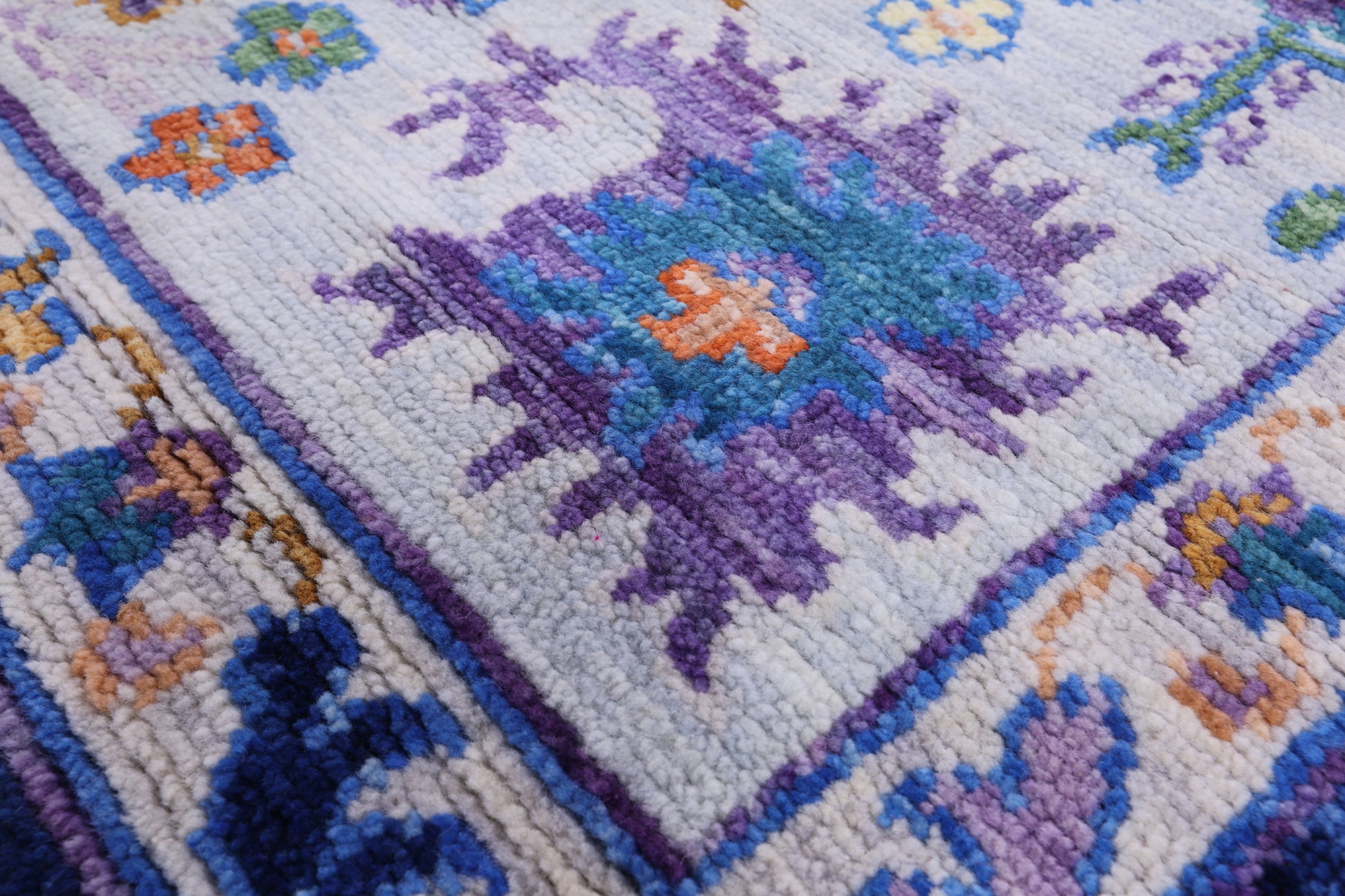 Blue Turkish Oushak Hand Knotted Wool Rug - 8' 0" X 10' 2" - Golden Nile