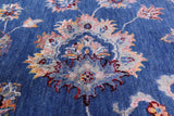 Blue Persian Handmade Wool & Silk Rug - 9' 1" X 11' 11" - Golden Nile