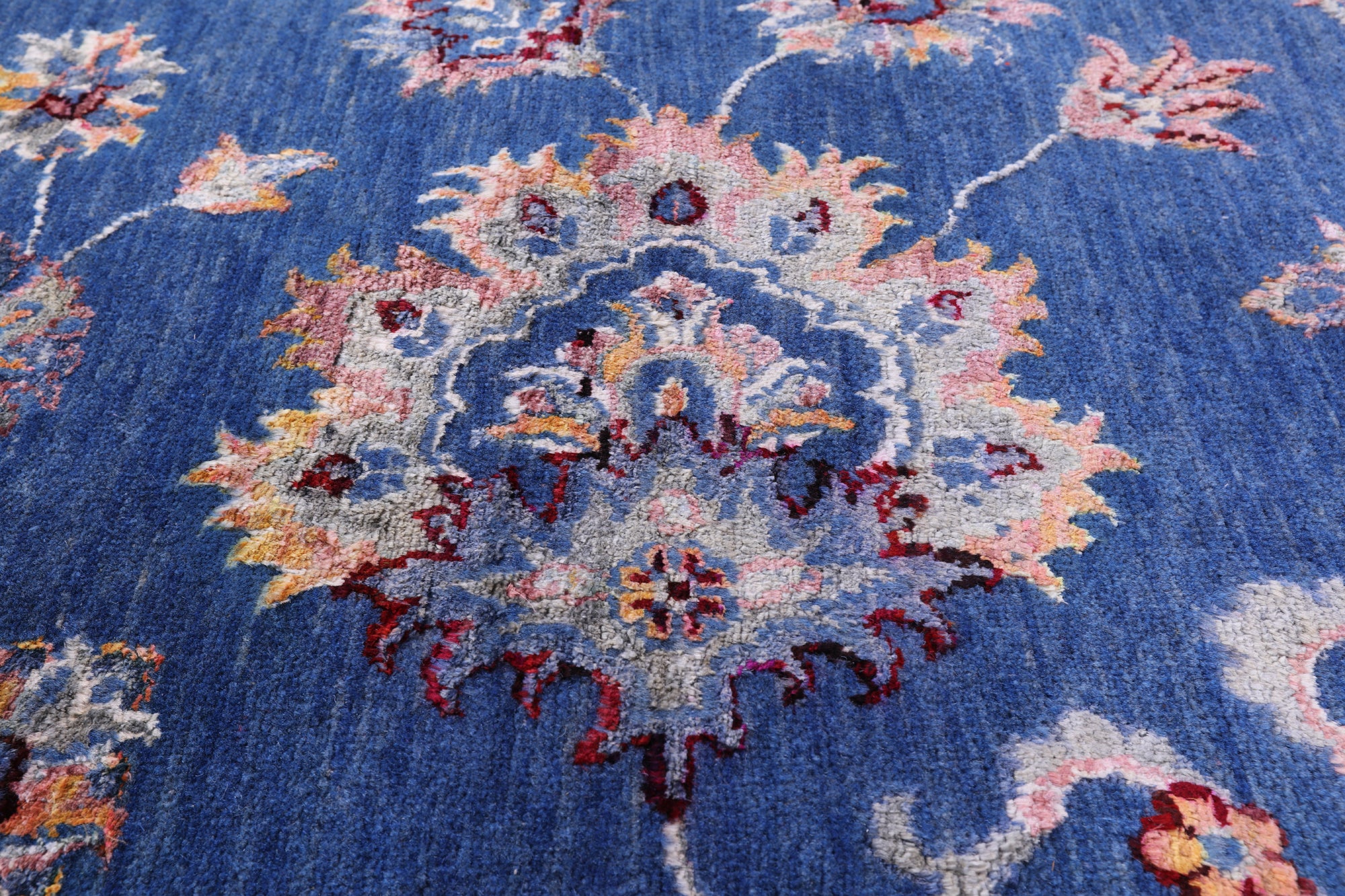 Blue Persian Handmade Wool & Silk Rug - 9' 1" X 11' 11" - Golden Nile