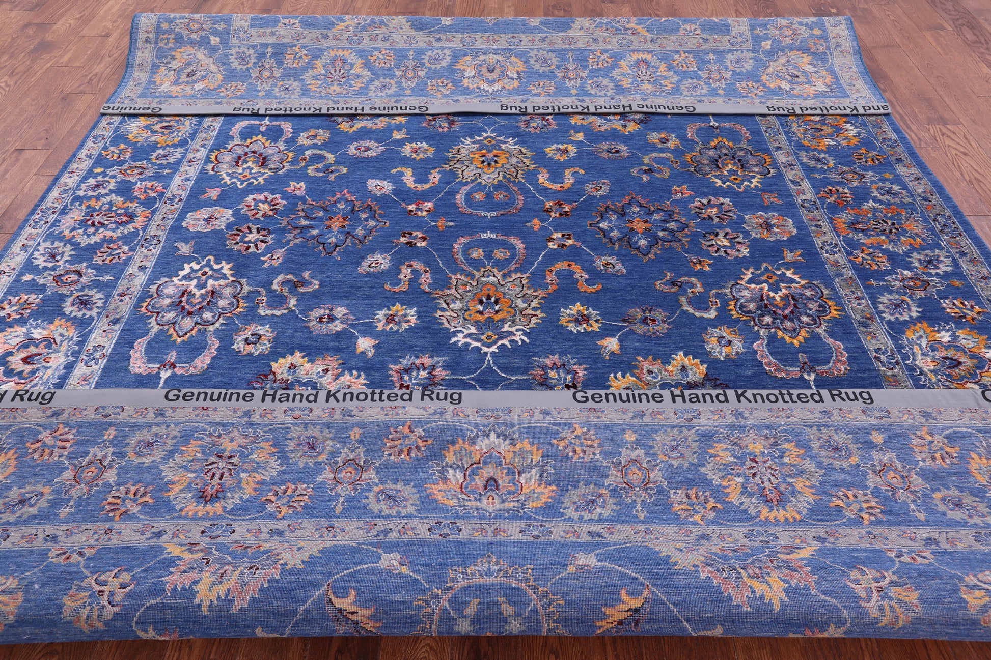 Blue Persian Handmade Wool & Silk Rug - 9' 1" X 11' 11" - Golden Nile