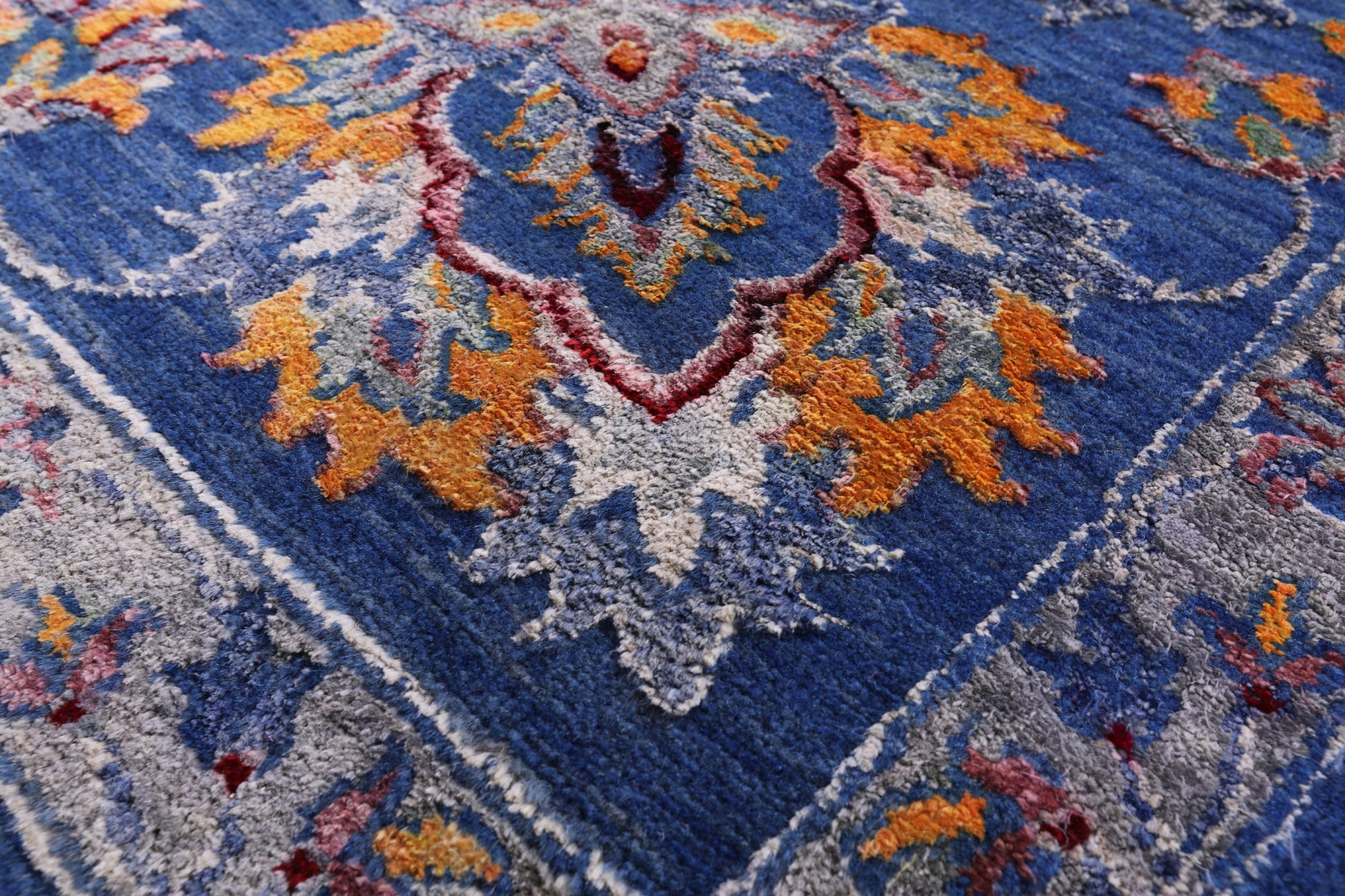 Blue Persian Handmade Wool & Silk Rug - 9' 1" X 11' 11" - Golden Nile
