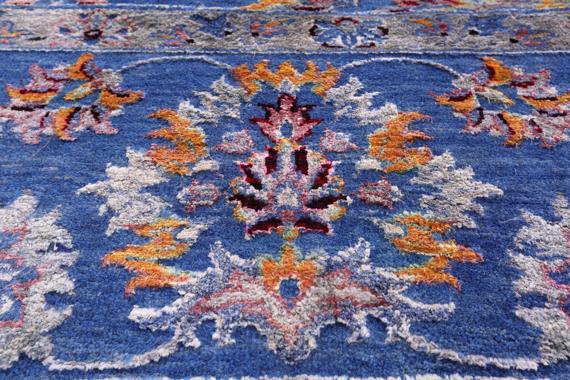 Blue Persian Handmade Wool & Silk Rug - 9' 1" X 11' 11" - Golden Nile
