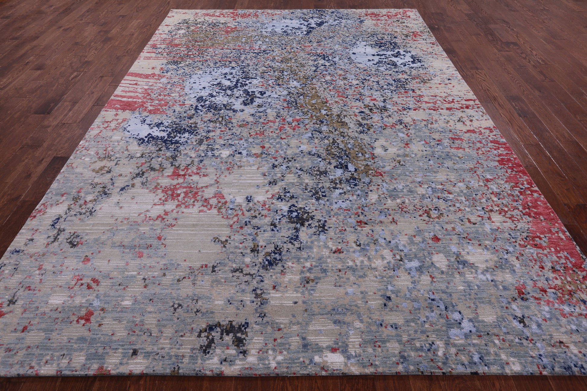 Contemporary Handmade Wool & Silk Rug - 9' 0" X 12' 1" - Golden Nile