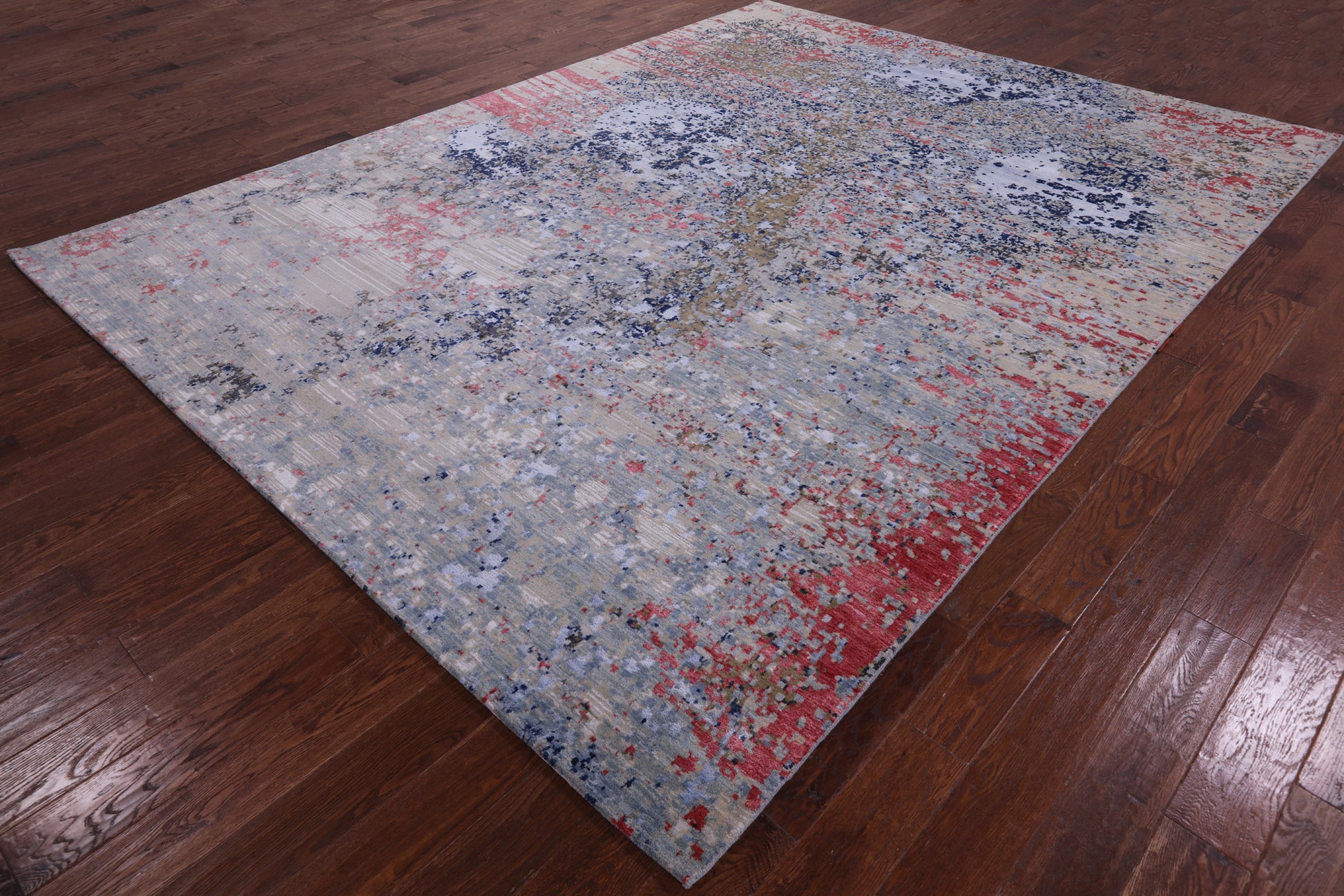 Contemporary Handmade Wool & Silk Rug - 9' 0" X 12' 1" - Golden Nile