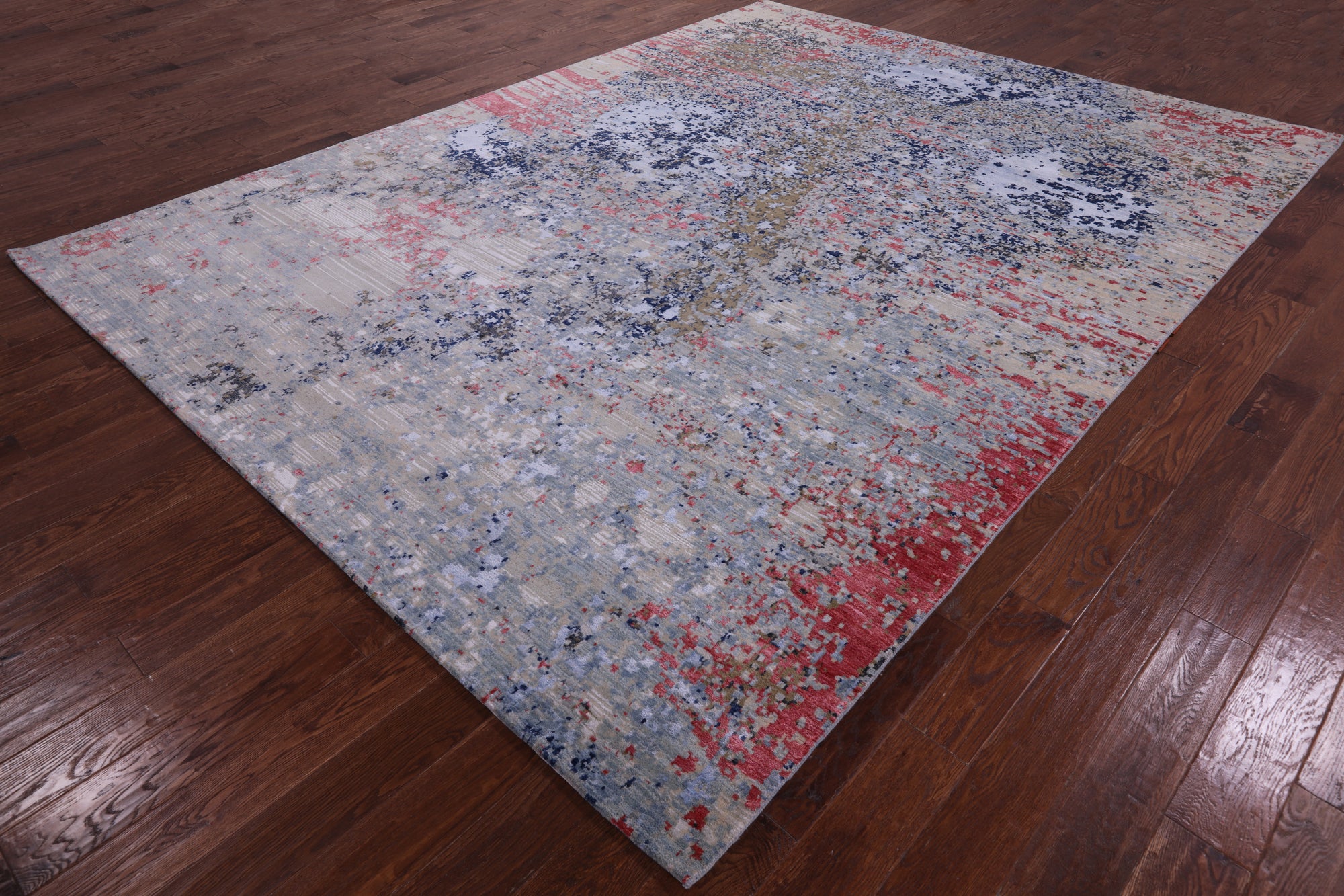 Contemporary Handmade Wool & Silk Rug - 9' 0" X 12' 1" - Golden Nile