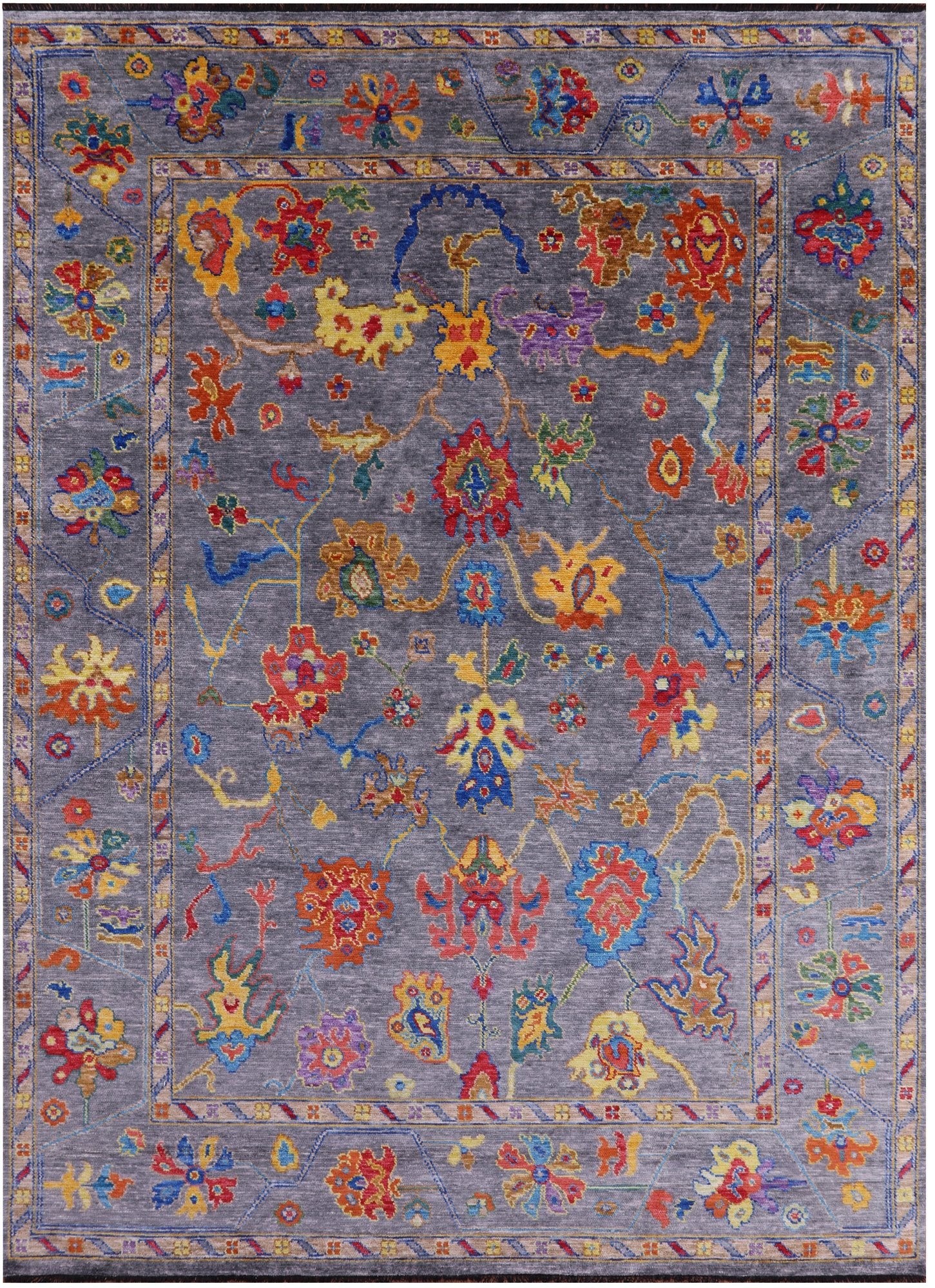 Grey Turkish Oushak Hand Knotted Wool Rug - 8' 11" X 12' 0" - Golden Nile