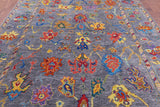 Grey Turkish Oushak Hand Knotted Wool Rug - 8' 11" X 12' 0" - Golden Nile