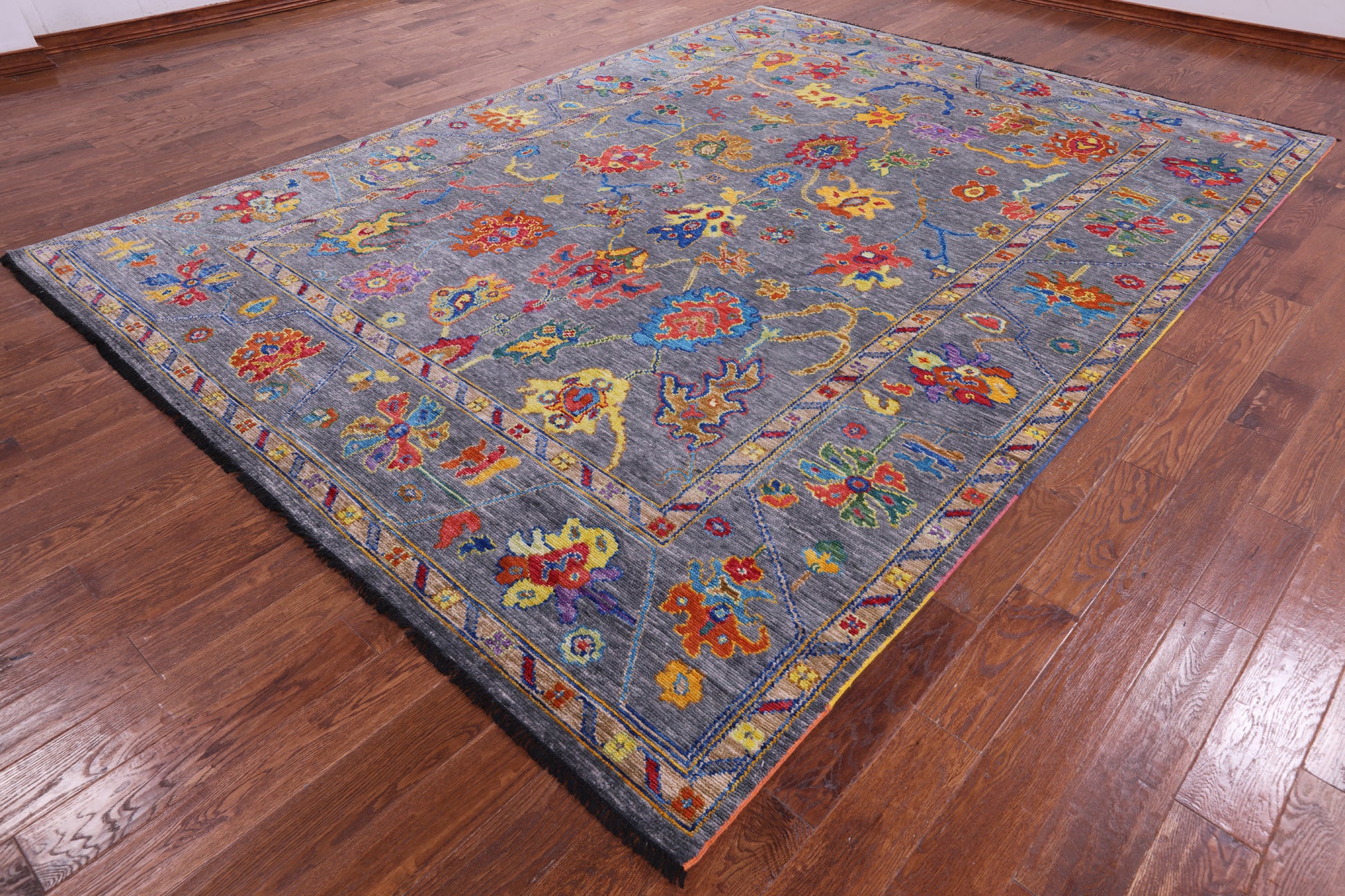 Grey Turkish Oushak Hand Knotted Wool Rug - 8' 11" X 12' 0" - Golden Nile