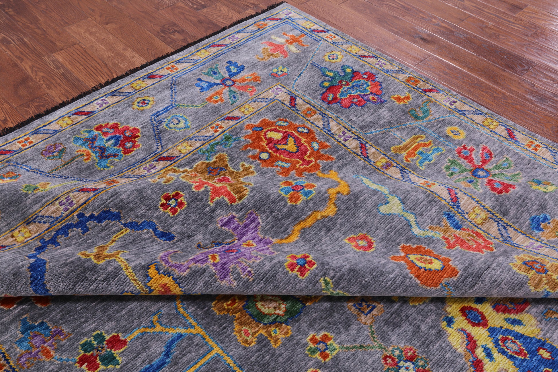 Grey Turkish Oushak Hand Knotted Wool Rug - 8' 11" X 12' 0" - Golden Nile