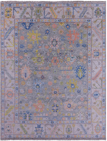 Grey Turkish Oushak Hand Knotted Wool Rug - 9' 2