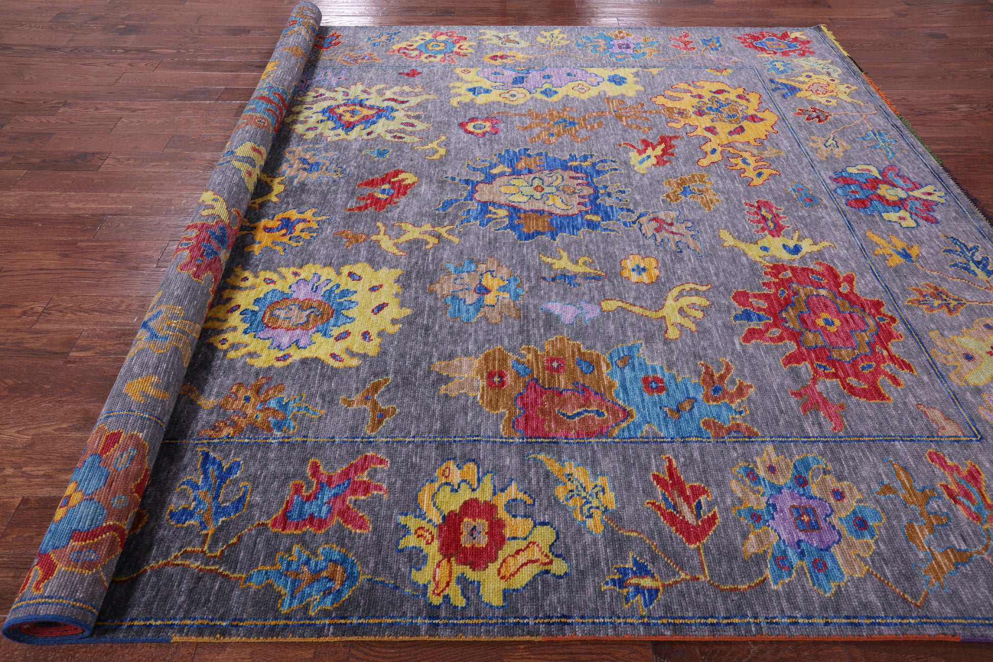 Grey Turkish Oushak Handmade Wool Rug - 9' 4" X 11' 9" - Golden Nile