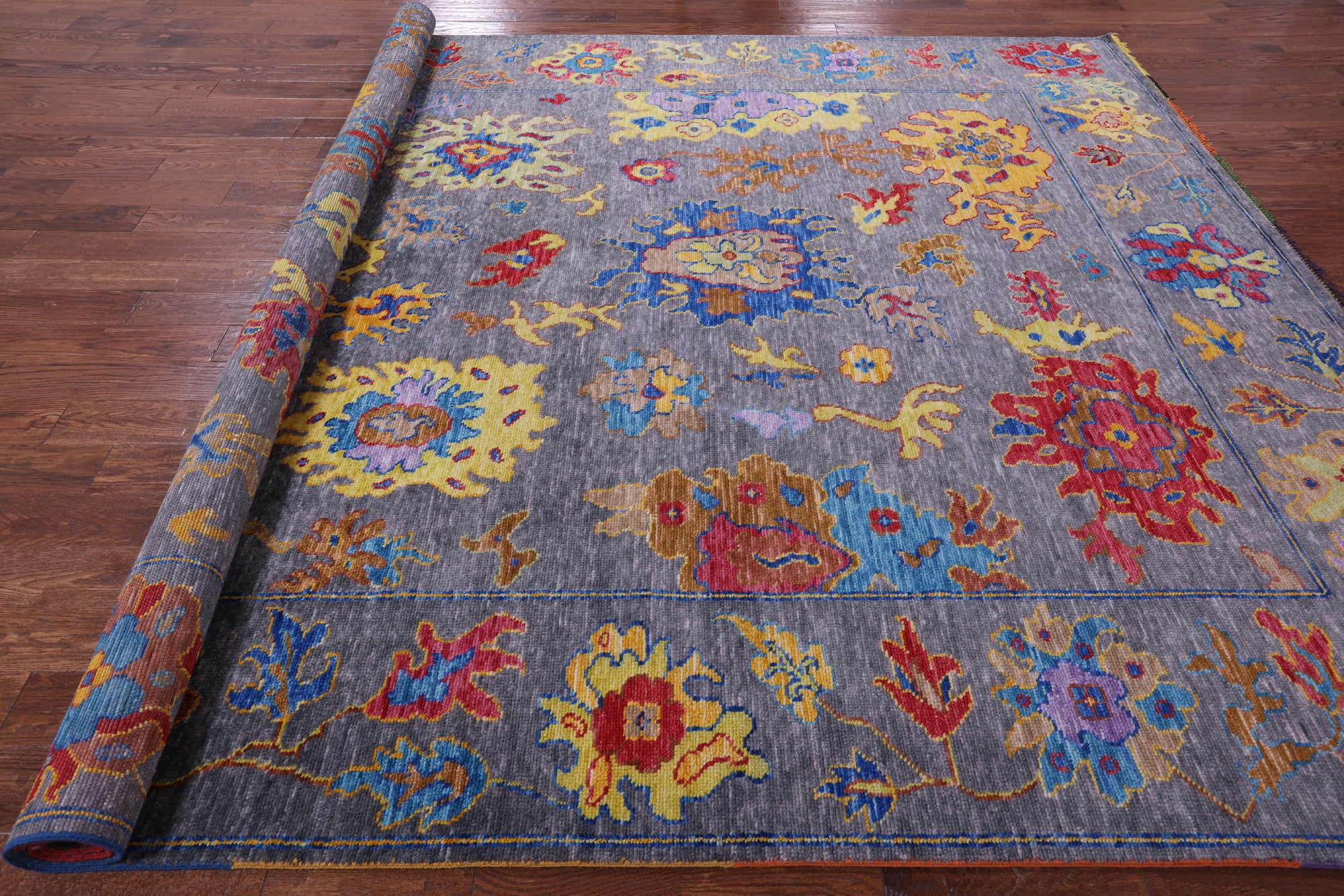 Grey Turkish Oushak Handmade Wool Rug - 9' 4" X 11' 9" - Golden Nile