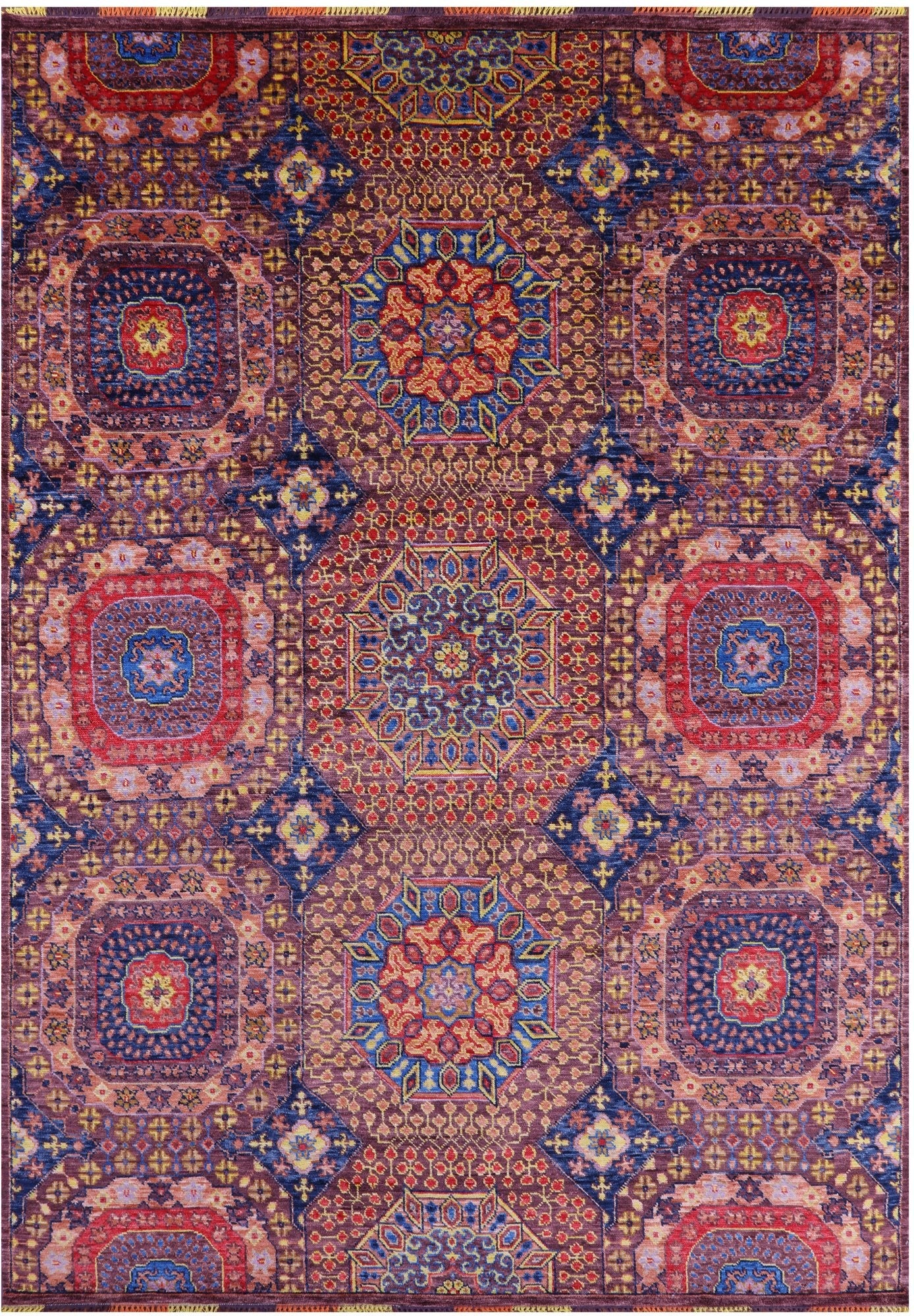 Geometric Persian Mamluk Hand Knotted Wool Rug - 8' 10" X 12' 4" - Golden Nile