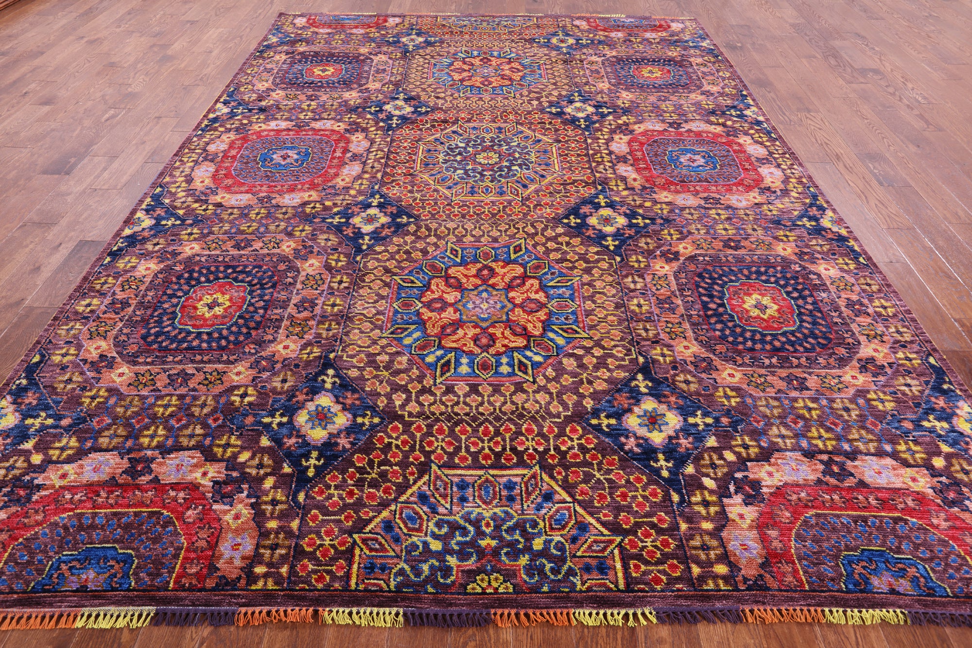 Geometric Persian Mamluk Hand Knotted Wool Rug - 8' 10" X 12' 4" - Golden Nile