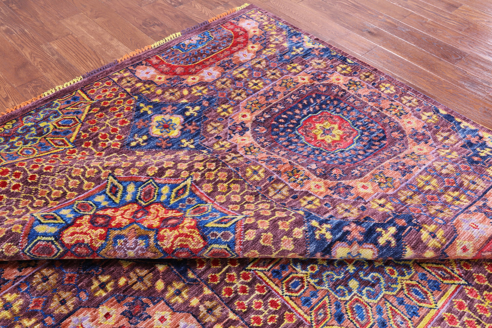 Geometric Persian Mamluk Hand Knotted Wool Rug - 8' 10" X 12' 4" - Golden Nile