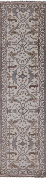 Ivory Turkish Oushak Handmade Wool Runner Rug - 2' 7" X 9' 9" - Golden Nile