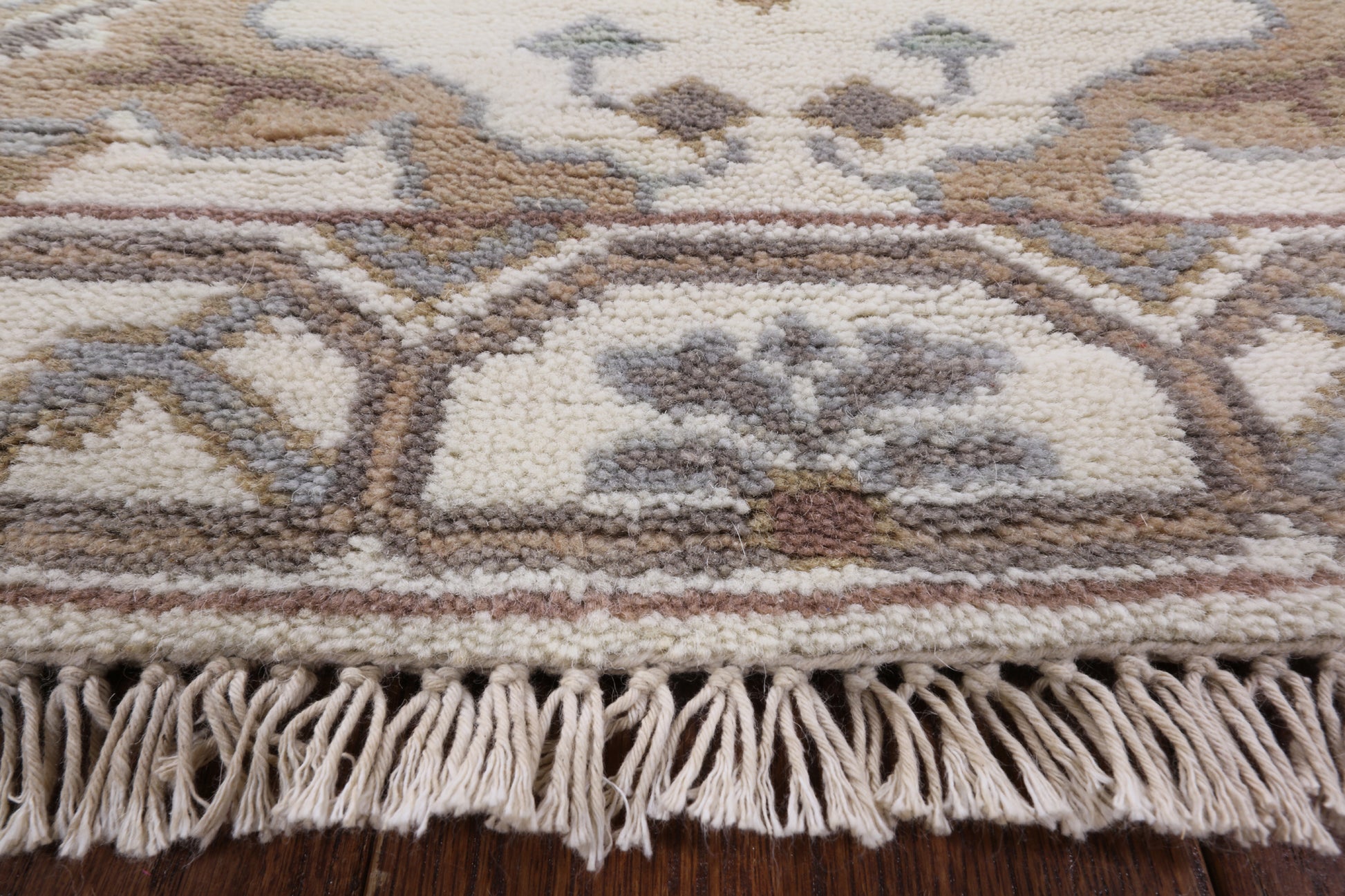 Ivory Turkish Oushak Handmade Wool Runner Rug - 2' 7" X 9' 9" - Golden Nile