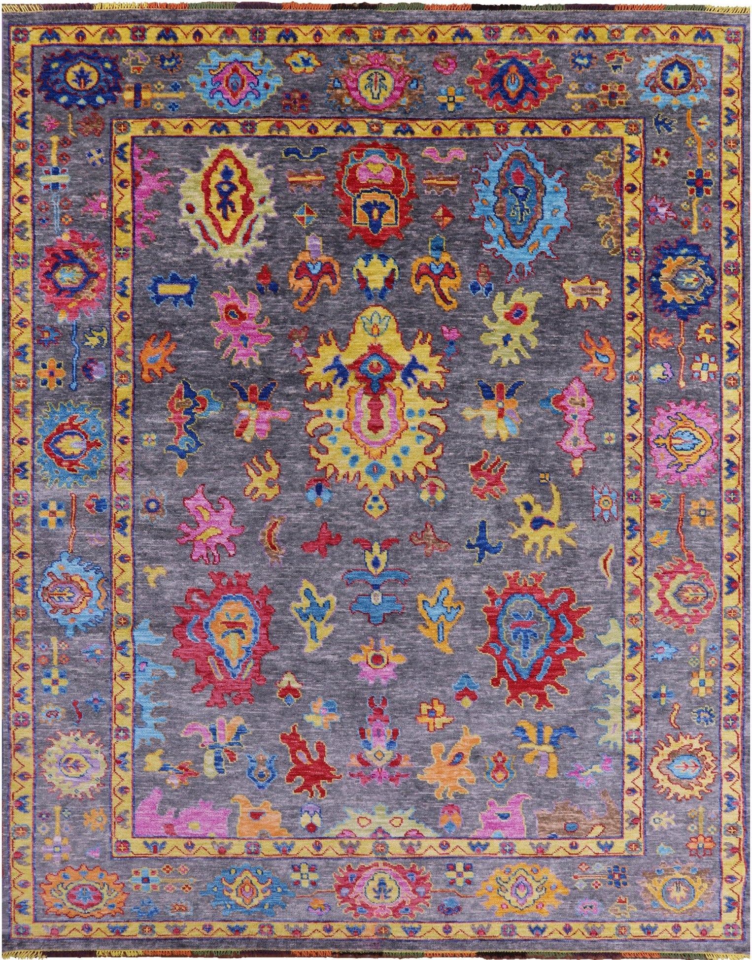 Grey Turkish Oushak Hand Knotted Wool Rug - 9' 1" X 12' 0" - Golden Nile